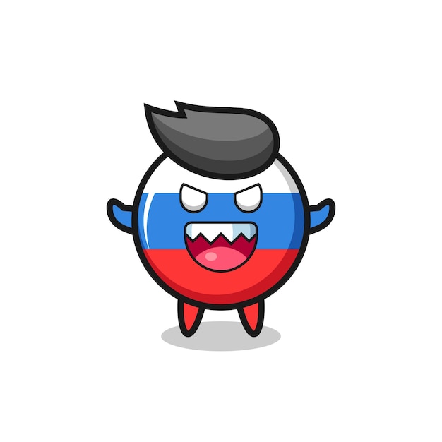 Illustrazione del personaggio della mascotte del distintivo della bandiera della russia malvagia