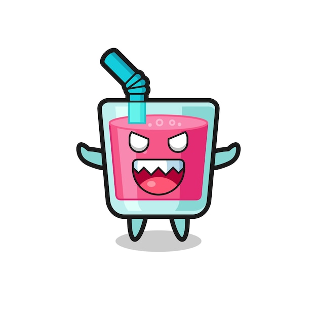 Illustration of evil strawberry juice mascot character