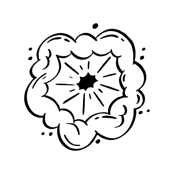 Vector illustration of explosion and smoke for comics retro design element vector doodle