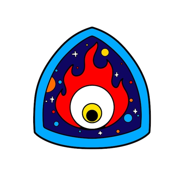 Illustration eye with galaxy background retro style design