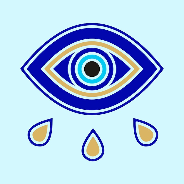 An illustration of an eye with tears on it