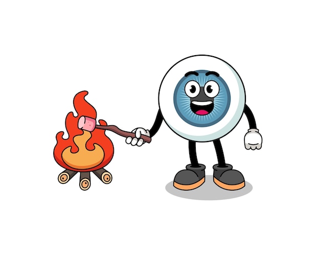 Illustration of eyeball burning a marshmallow