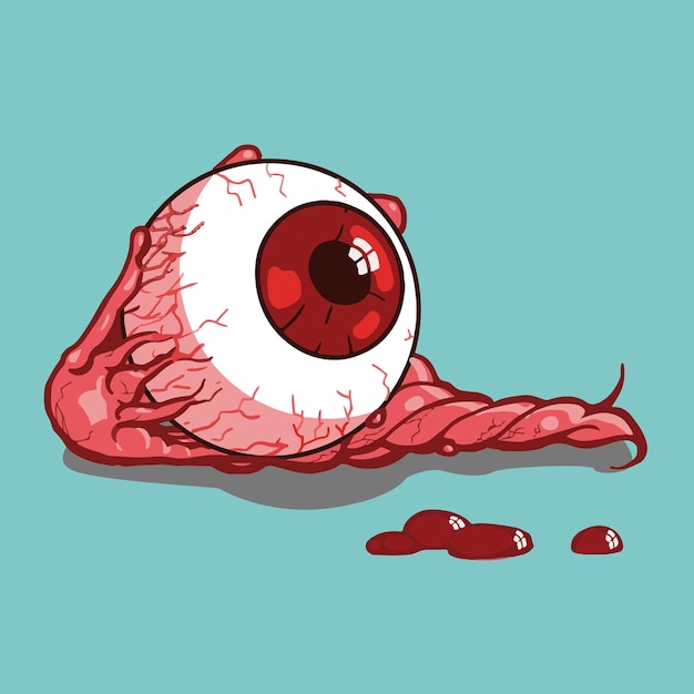 illustration of eyeball lying on the floor after being pulled out of its socket