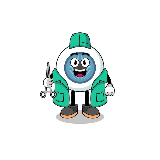 Illustration of eyeball mascot as a surgeon