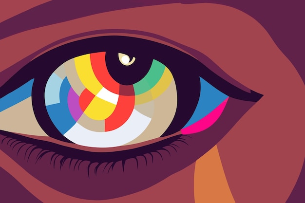 Illustration eyes with different shades of color signifying the fight against stereotypes.