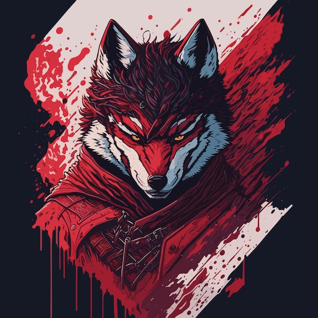 Illustration face evil ninja wolf