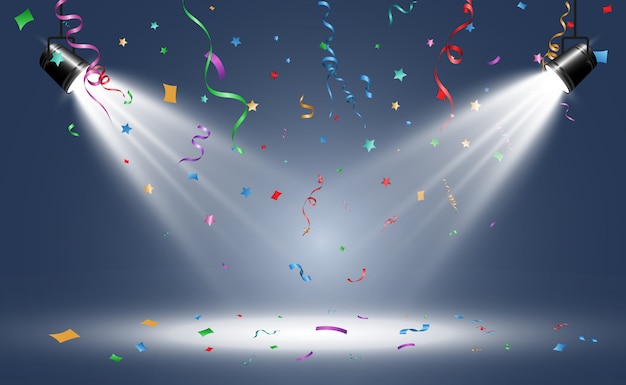  illustration of falling confetti on a transparent background.