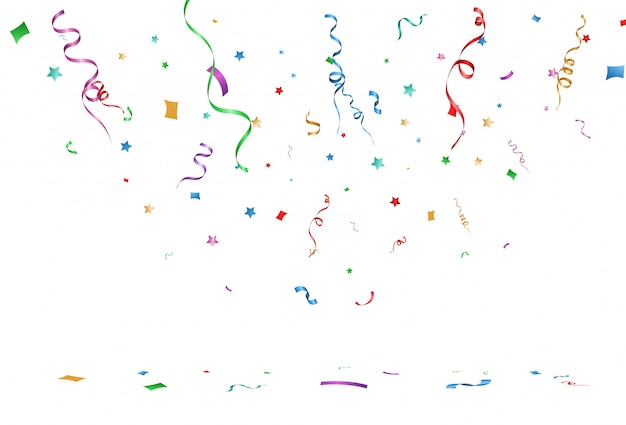  illustration of falling confetti on a transparent background.