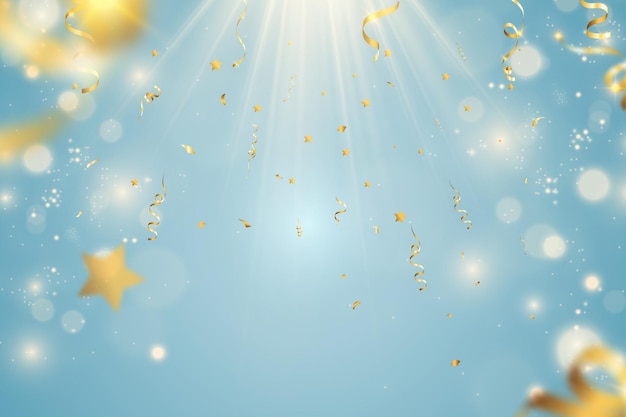 Illustration of falling confetti on a transparent background.