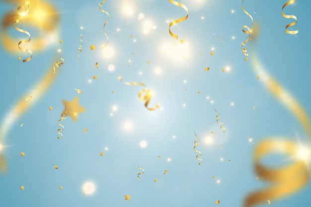 Illustration of falling confetti on a transparent background