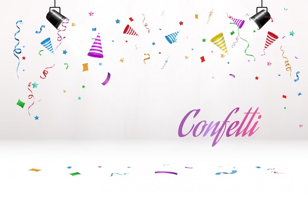 illustration of falling confetti on a transparent background.