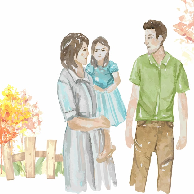 Vector illustration of a family on holiday in the park