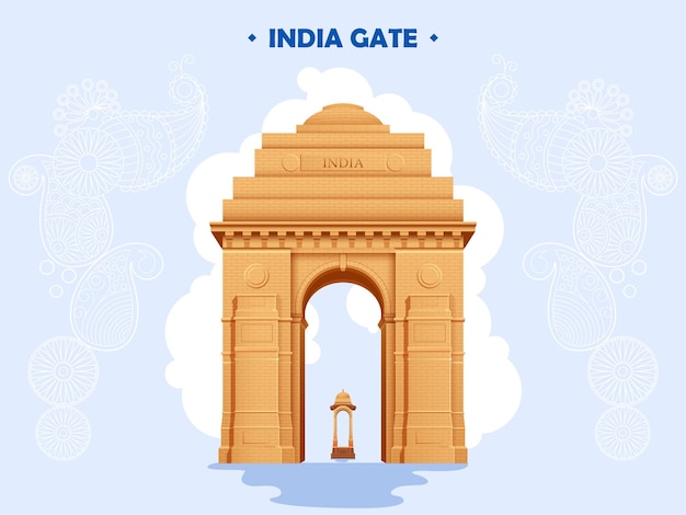 유명한 인도 기념물 인디아 게이트의 그림입니다.