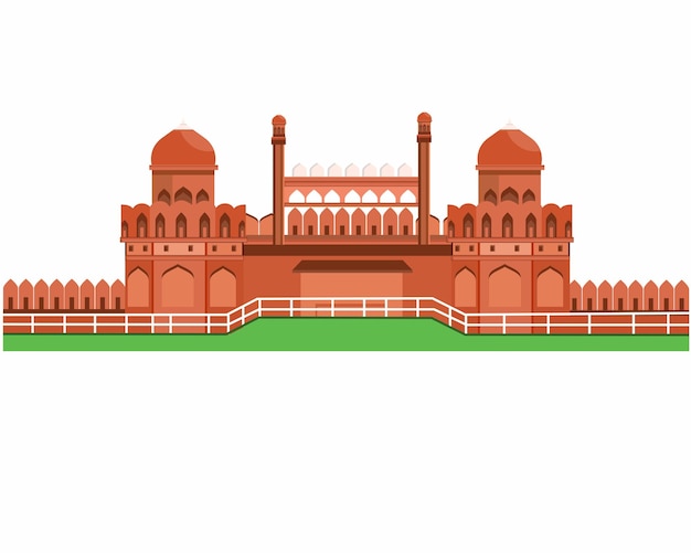 Vector illustration of famous indian monument red fort vector illustration