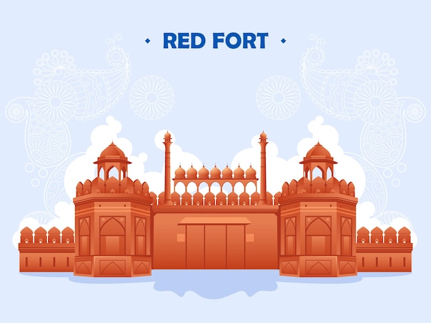 Illustrazione del famoso monumento indiano red fort