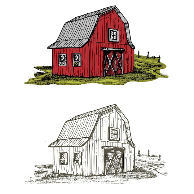 Vector illustration of farm hut