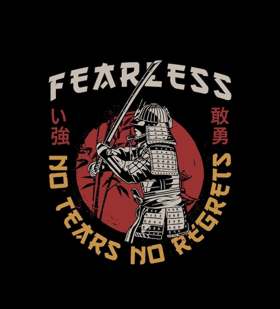 Vector illustration of fearless samurai warrior holding katana blade