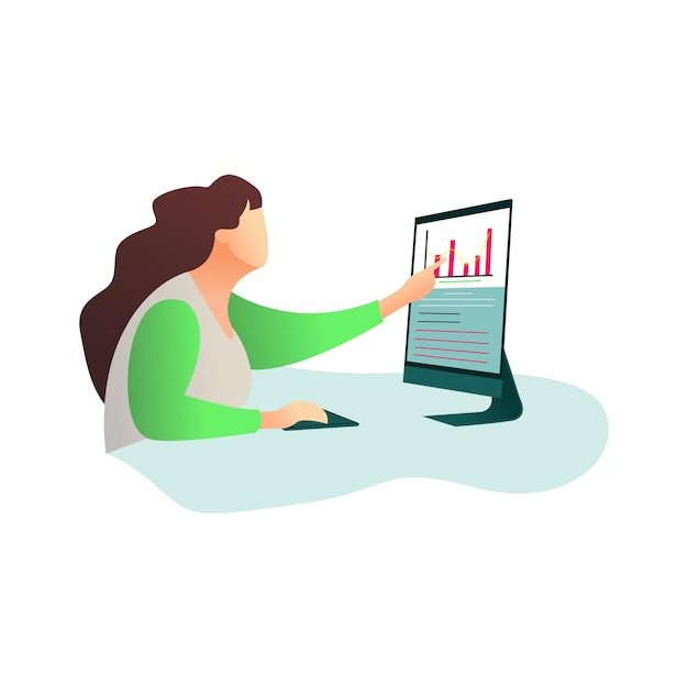 Vector illustration of female character watching traffic