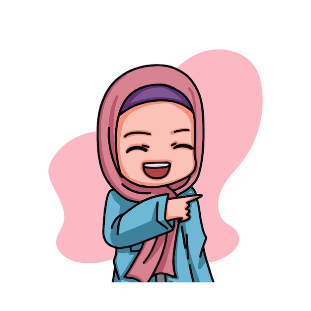 Vector illustration of female character wearing hijab