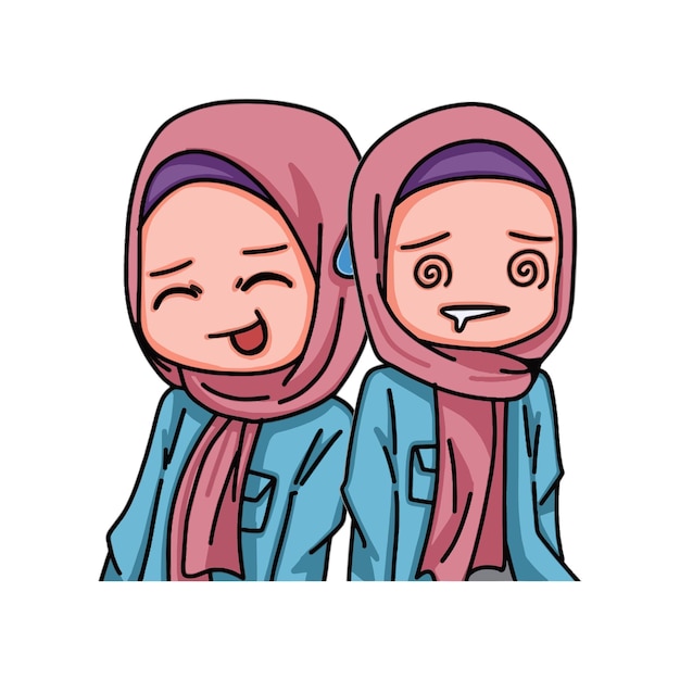 Illustration of female character wearing hijab