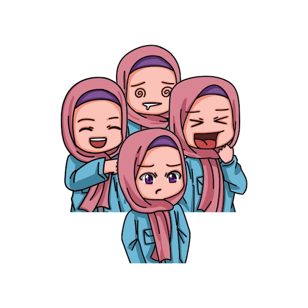 Illustration of female character wearing hijab