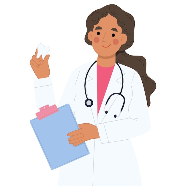 illustration of a female dentist explaining