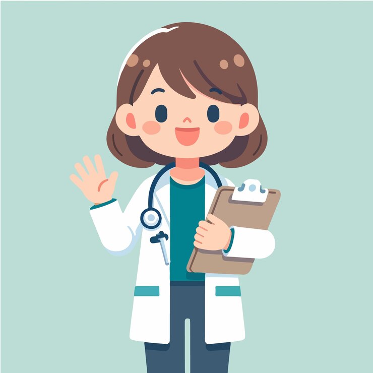 Vector 女性医師が手を振っているイラスト