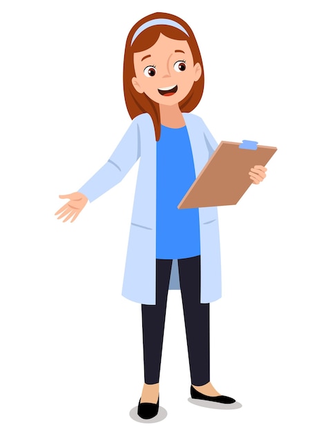 Illustration of a female doctor with a folder in her hands