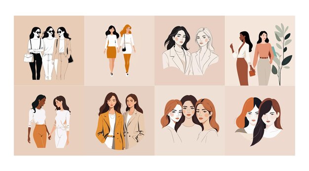 Vector illustration of female friends