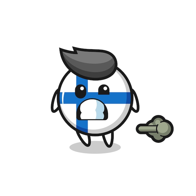 The illustration of the finland flag badge cartoon doing fart