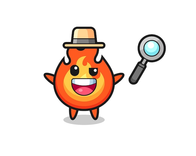 Illustration of the fire mascot as a detective who manages to solve a case