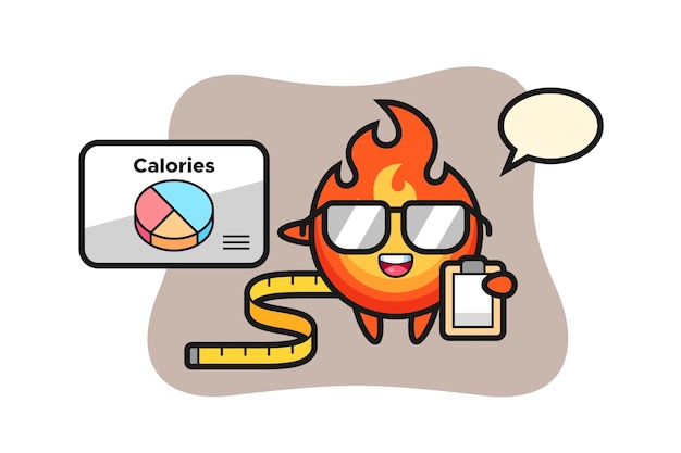 Illustration of fire mascot as a dietitian