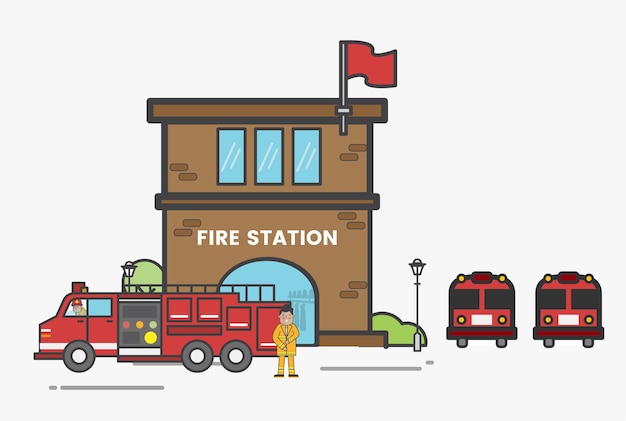 Vector illustration of firefighter vector set