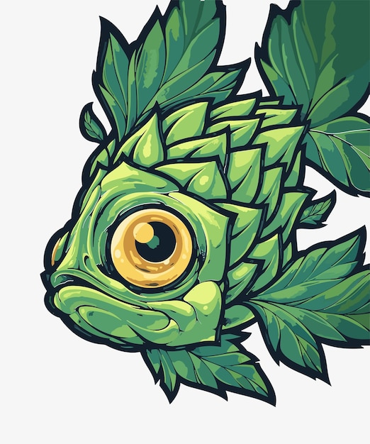 Illustration of a fish made up of tree leafs