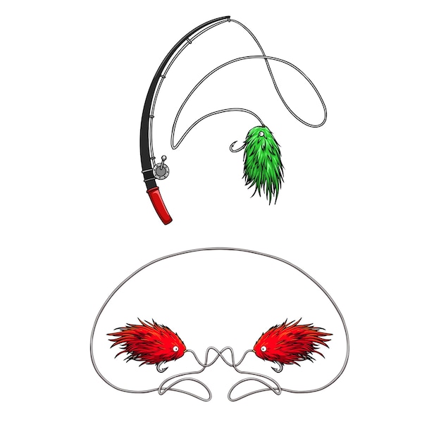 ベクトル アイラスト 釣り フライ カートゥーン スタイル