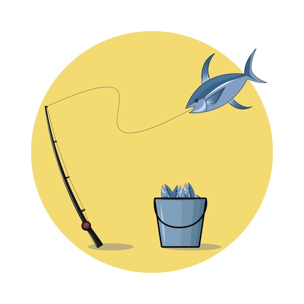 Vector illustration of fishing