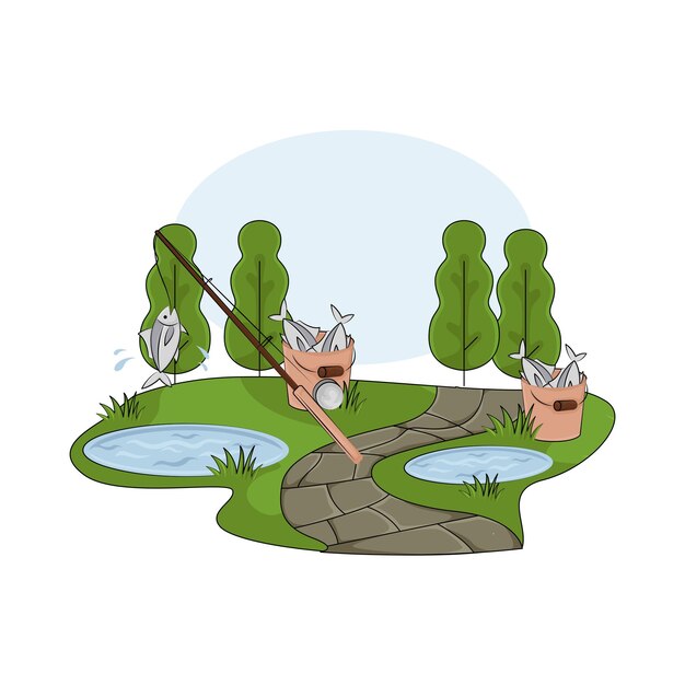 Vector illustration of fishing