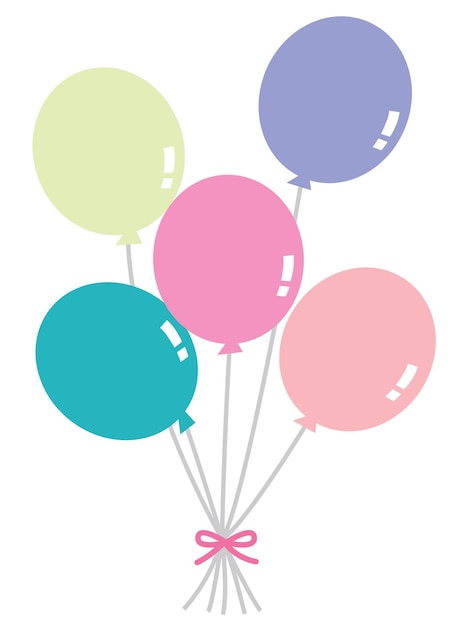 Vector illustration of five colorful balloons