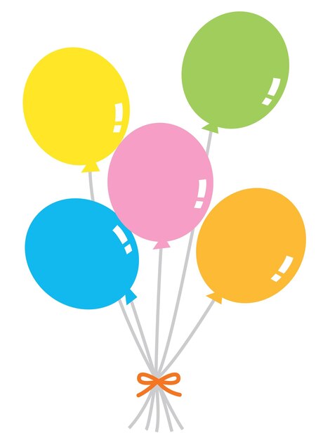 Vector illustration of five colorful balloons