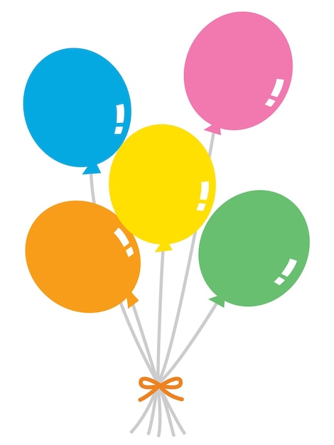 Illustration of the five colorful balloons