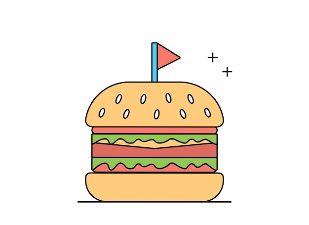 Illustrazione dello chef di contorno design piatto che lavora con pizza e hamburger