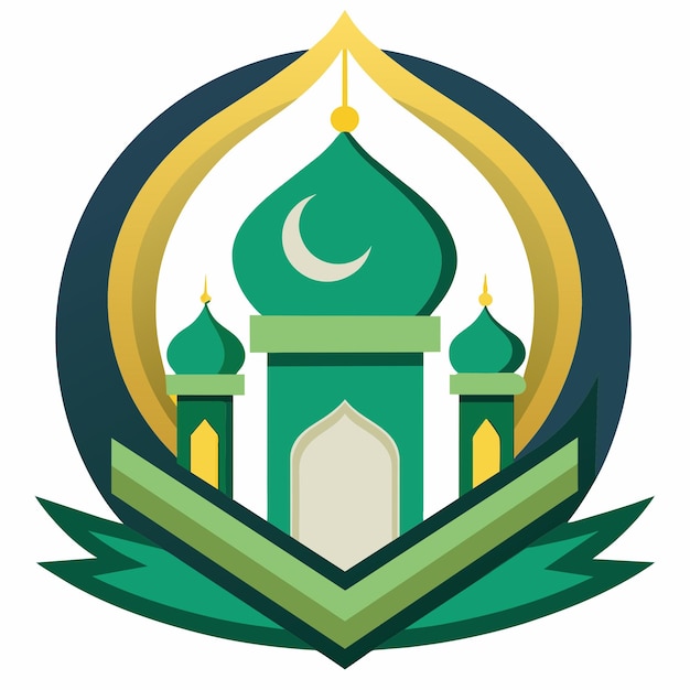 평평한 스타일의 고립된 무슬림 모스크의 일러스트레이션 이드 무바라크 축하 라마단 카림