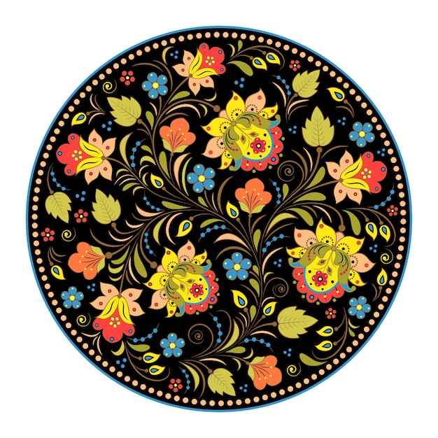 illustration of floral traditional russian pattern. Khokhloma.
