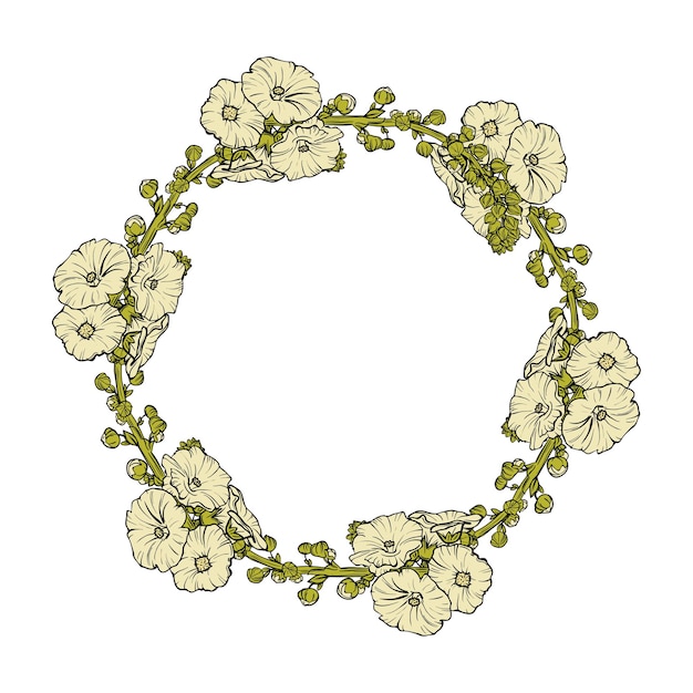 Illustration of a floral wreath on white background