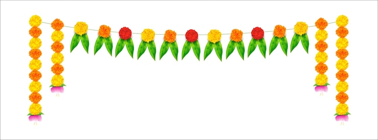 वेक्टर illustration of flower garland decoration toran for indian festival background