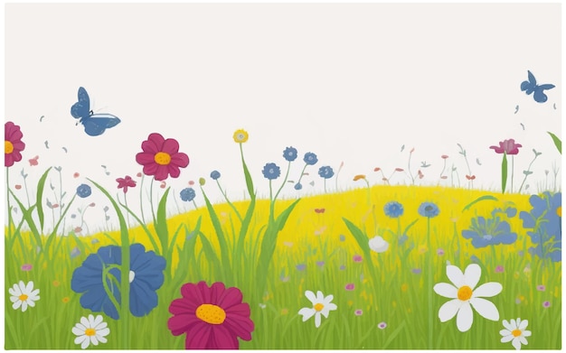 Vector illustration of a flower meadow in spring