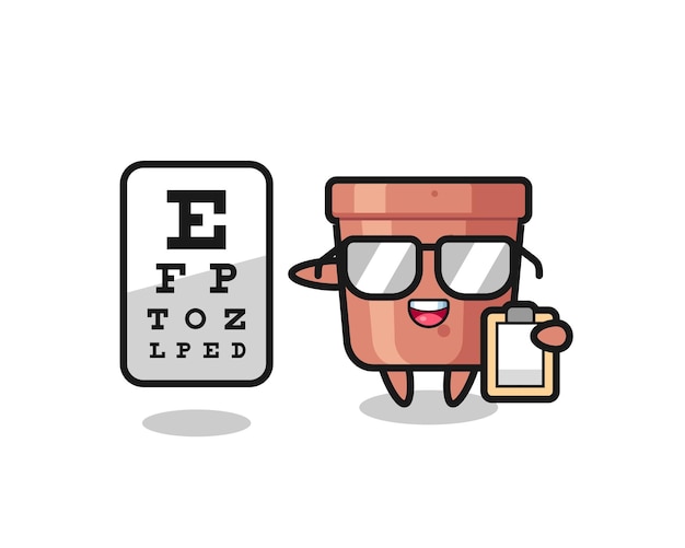 Illustration of flowerpot mascot as an ophthalmology