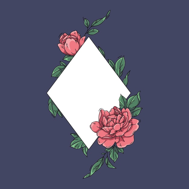 Vector illustration flowers and rhomb