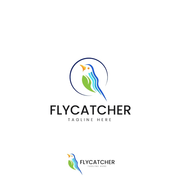 그림 flycatcher 로고 템플릿 화려한 스타일