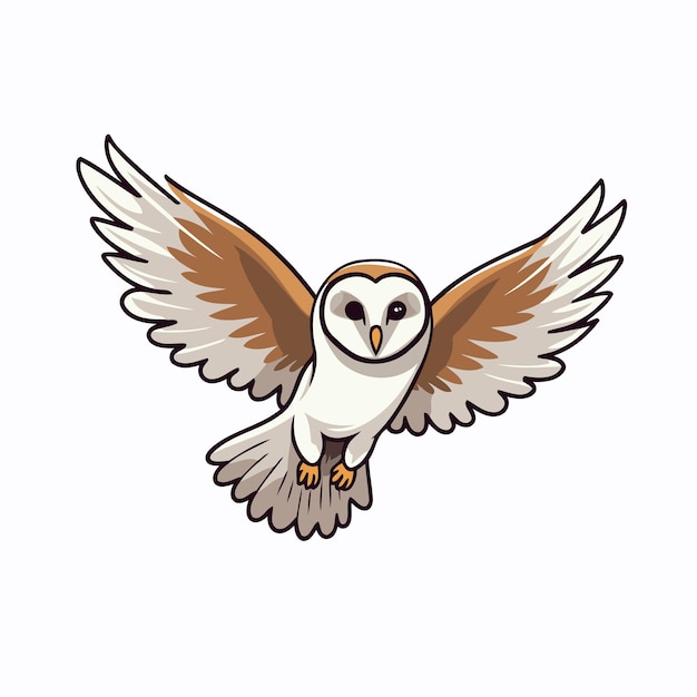 Illustration of a flying owl isolated on a white background Vector illustration